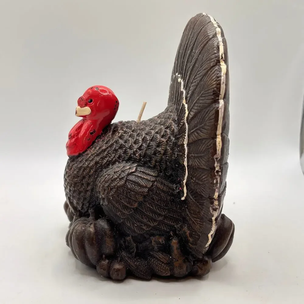 Vintage Gurley Hand Painted Molded Thanksgiving Turkey Candle Unused Rare Decor